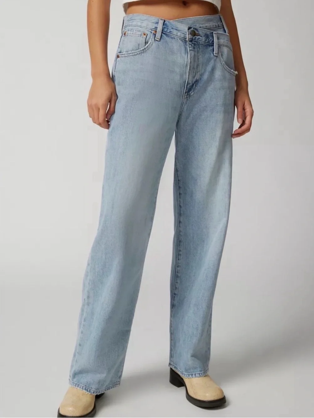 Pistola Bobbie Wide Leg Crossover Jeans - Picture 1 of 16